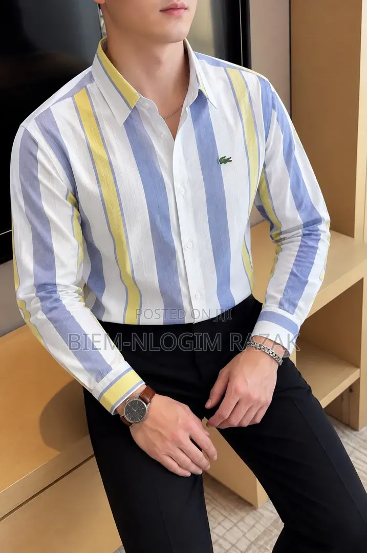High Quality Lacoste Striped Long Sleeves Shirts Available in Stock