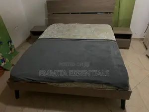 Bed Frame With 2 Bed Side Lockers and Mattress