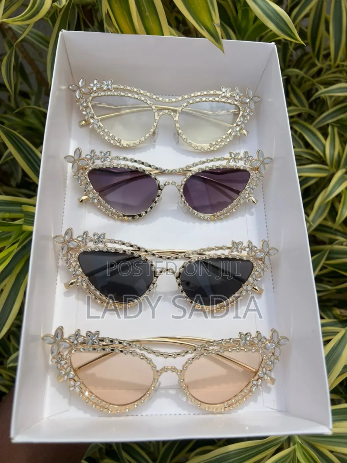 Luxury Silver and Gold Floral Peach -Tinted Sunglasses for Women