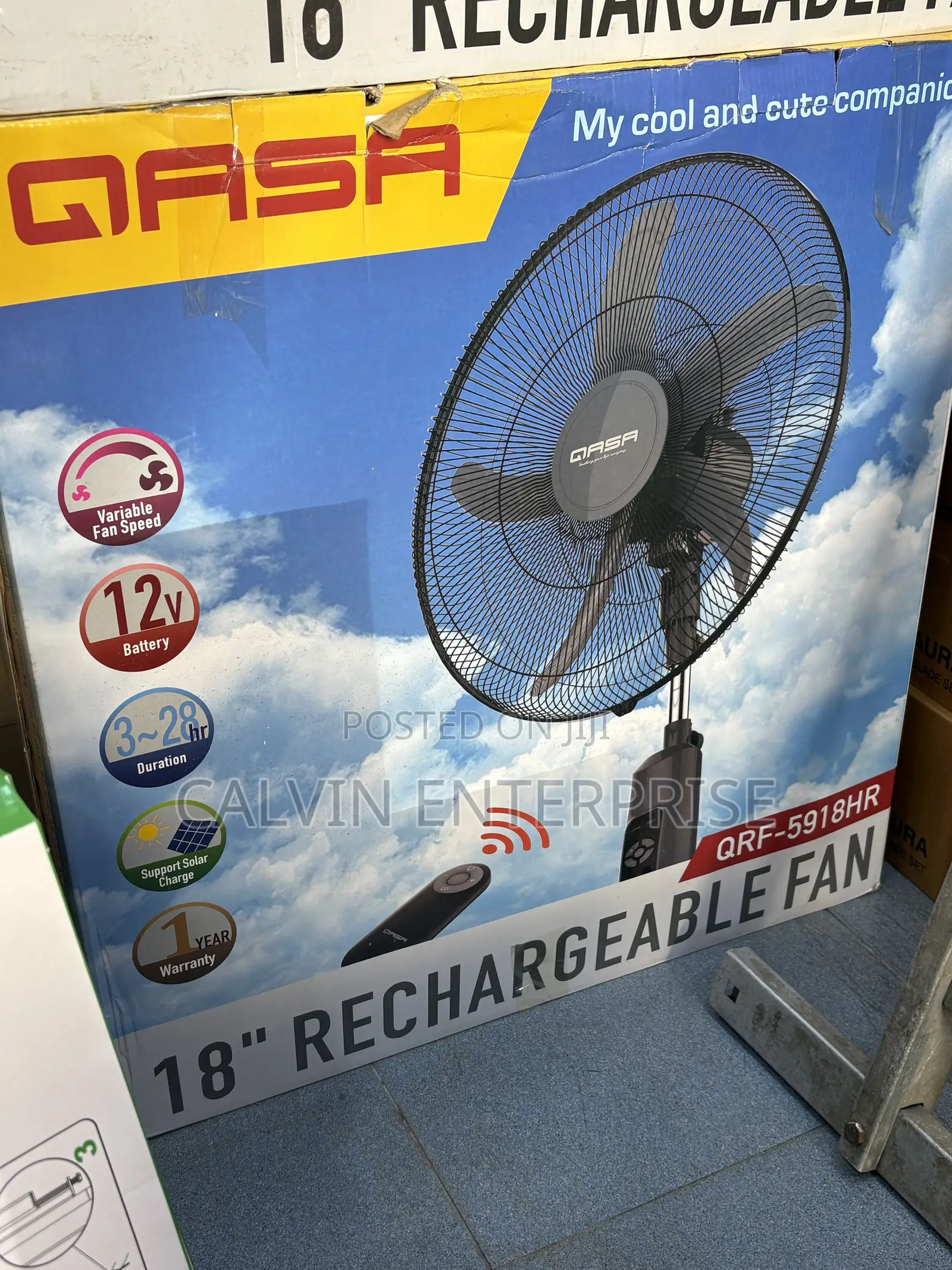 Qasa 18inches Rechargeable Fan
