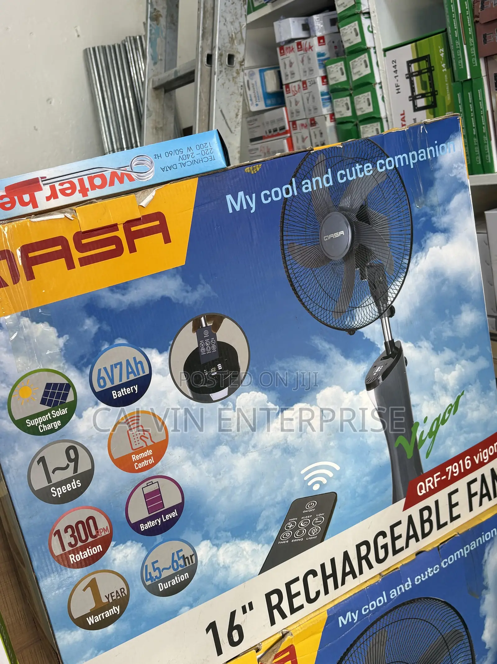 Qasa 16inches Rechargeable Fan