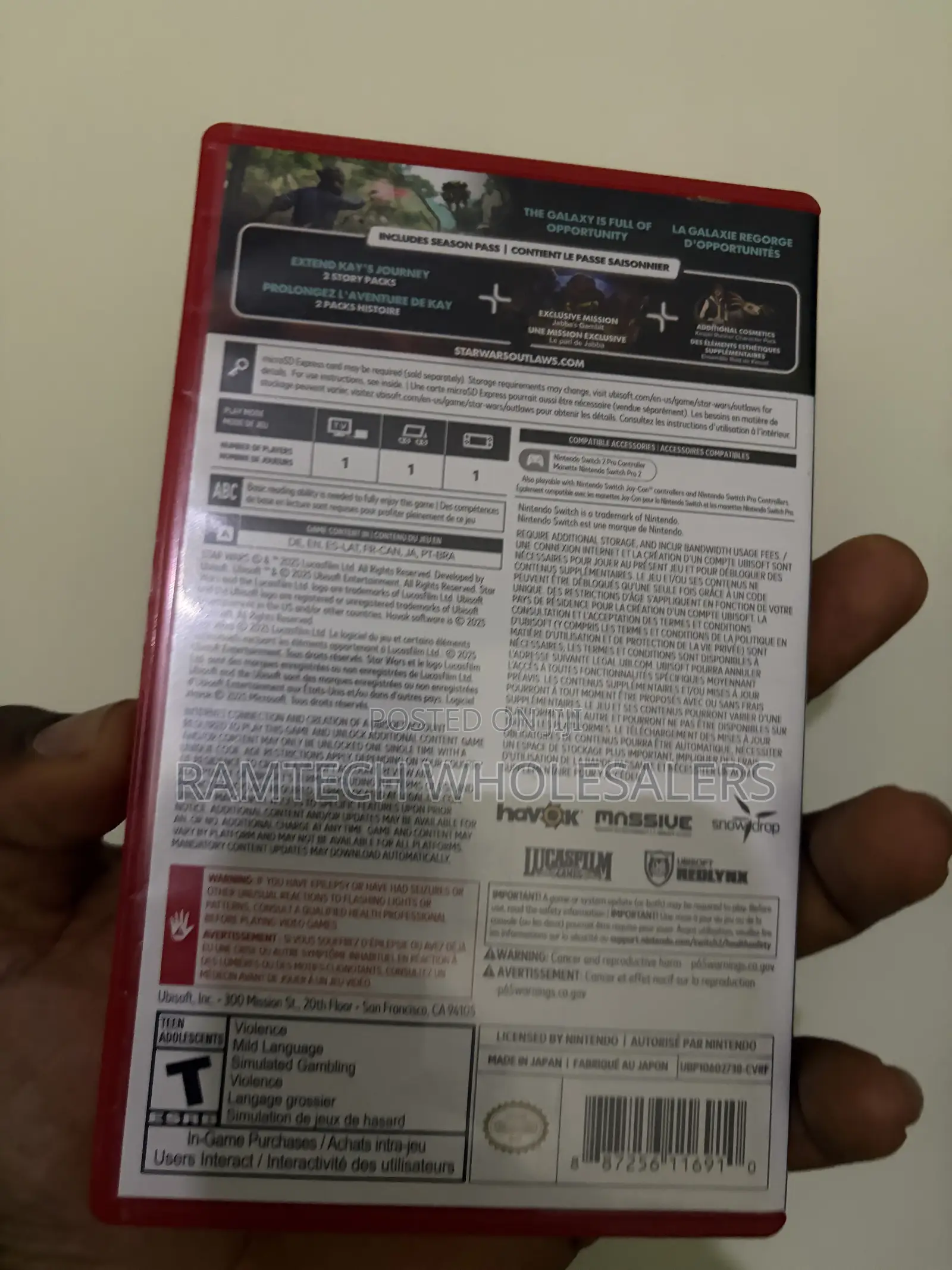 Star Wars Outlaws Nintendo Switch Cartridge
