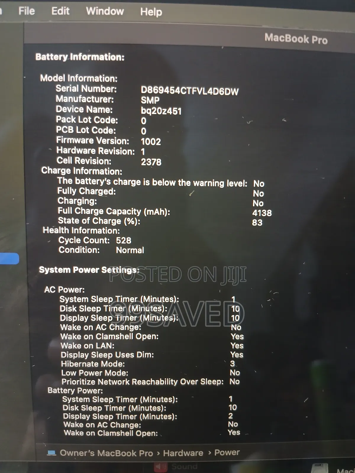 Laptop Apple MacBook Pro 2019 8GB Intel Core i5 SSD 256GB