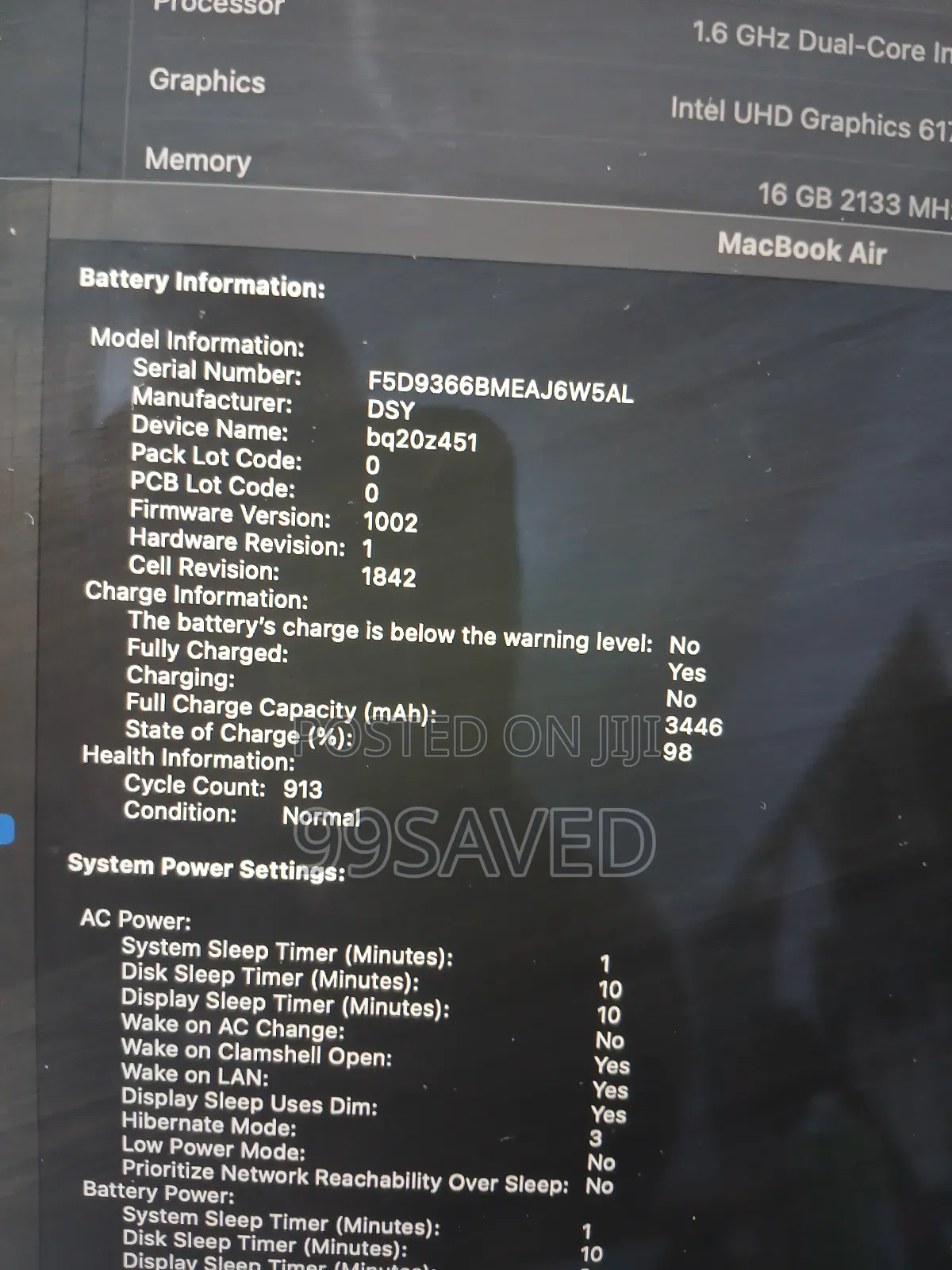 Laptop Apple MacBook Air 2019 16GB Intel Core i5 SSD 256GB