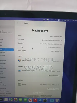 Laptop Apple MacBook Pro 2019 8GB Intel Core i5 SSD 512GB