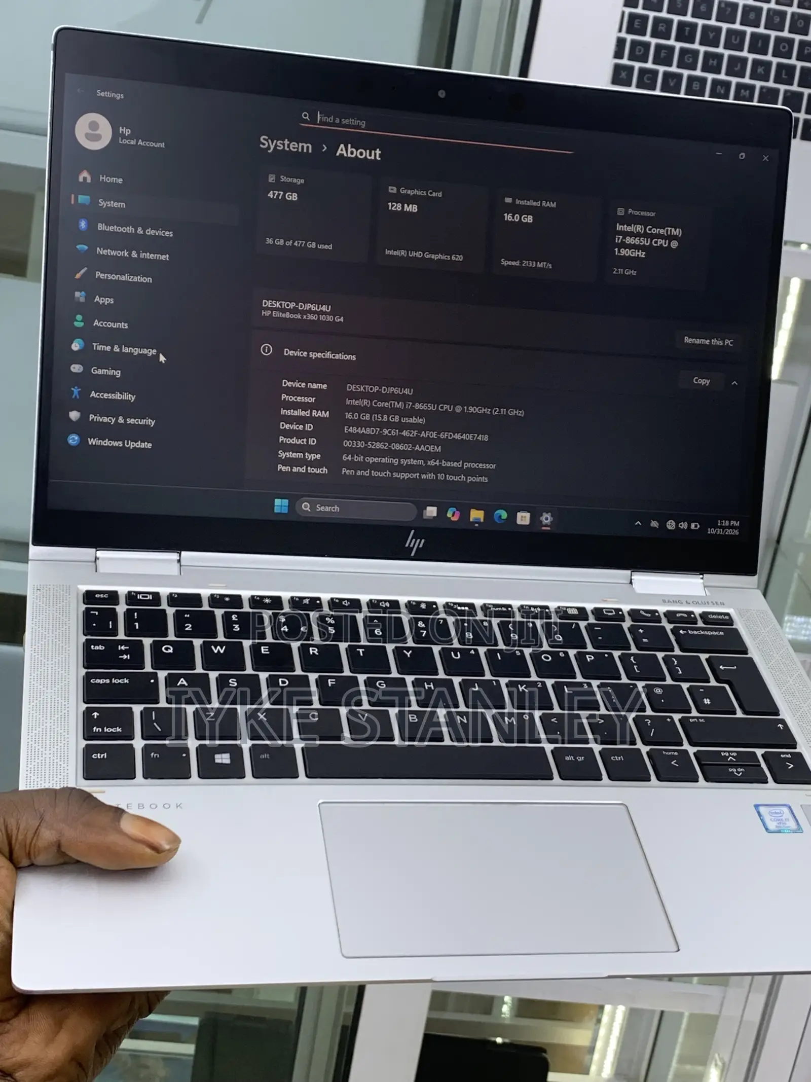 Laptop HP EliteBook x360 1030 G4 16GB Intel Core i7 SSD 512GB