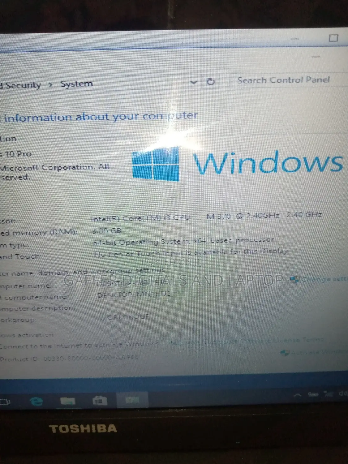 Laptop Toshiba C50 4GB Intel Core I3 HDD 128GB