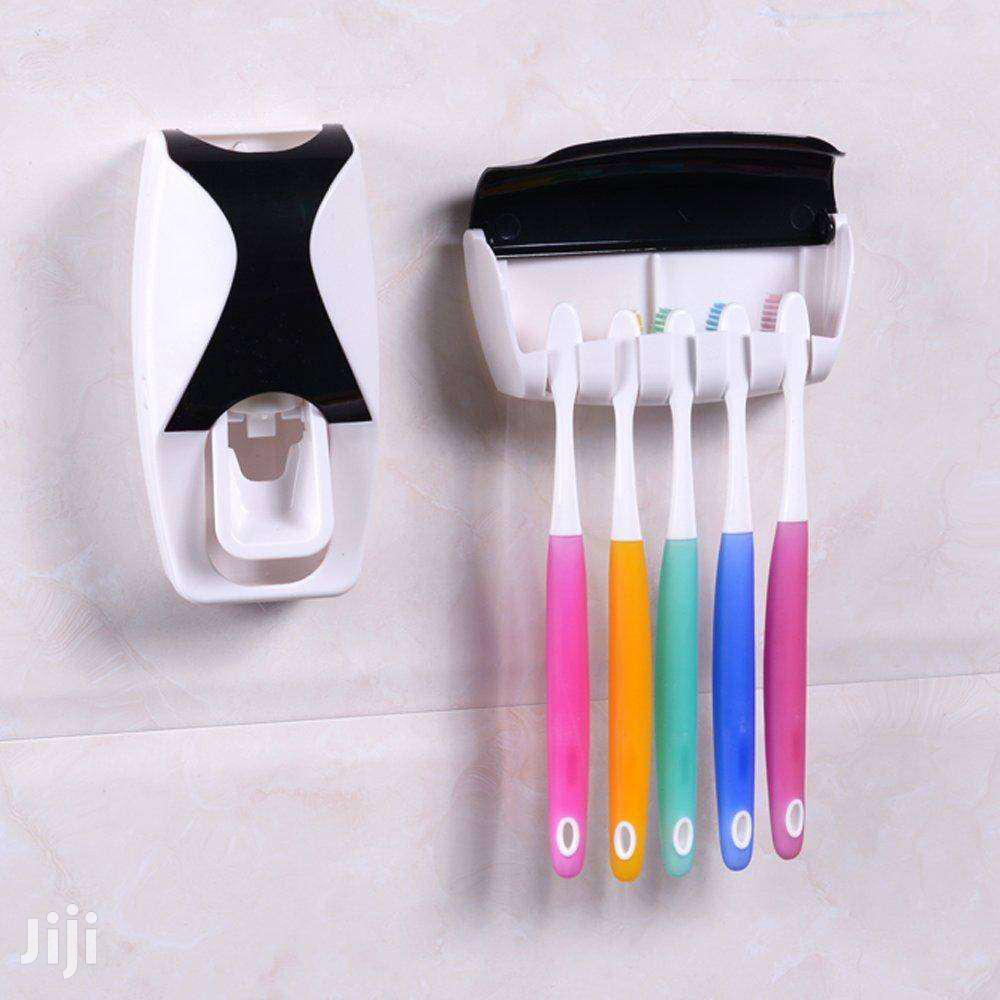 Automatic Toothpaste Dispenser + Toothbrush Holder