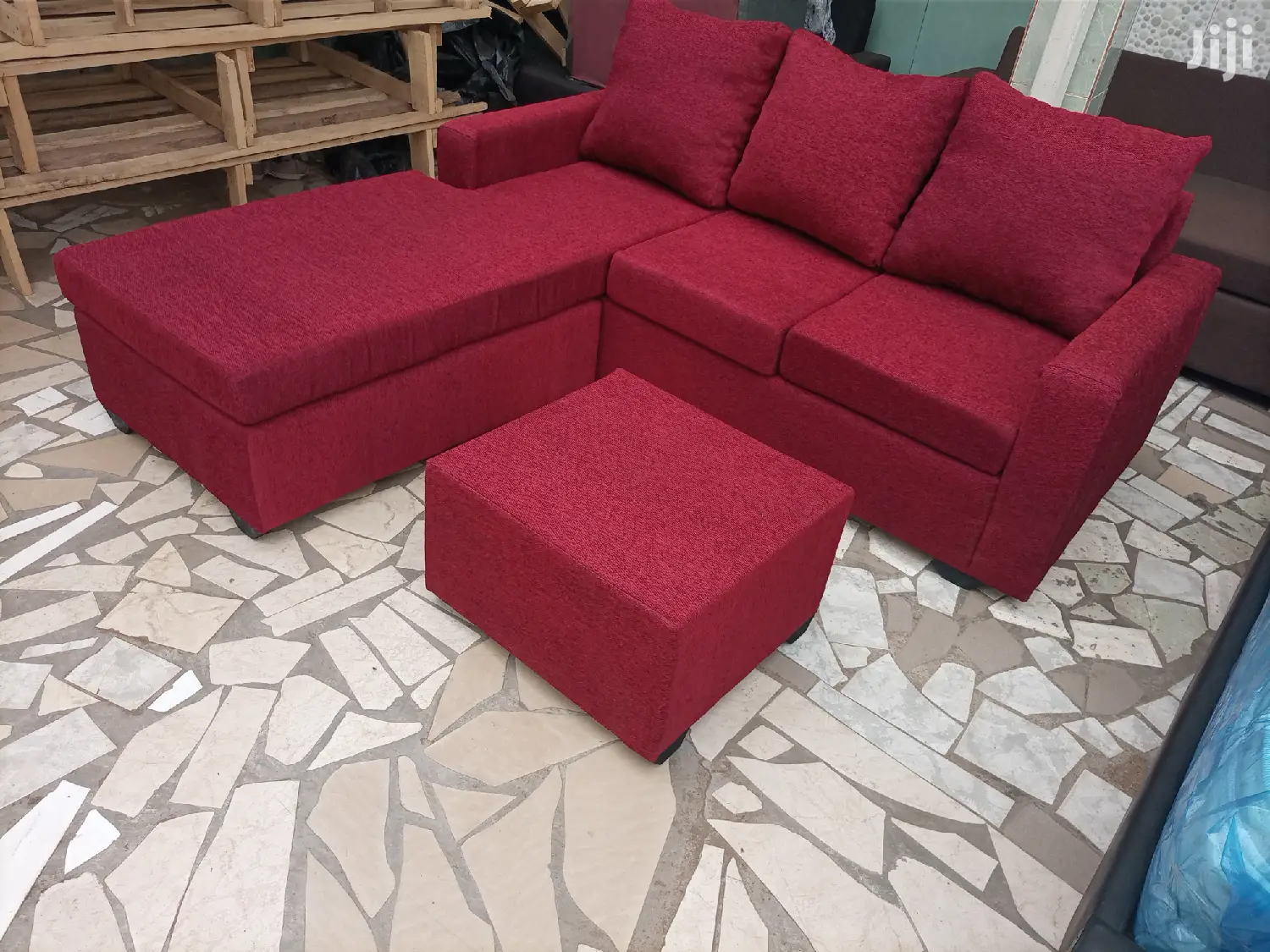 Lovely Wine Lshaped Sofa.Promo