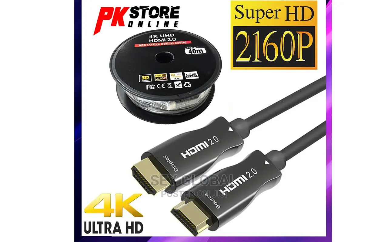40M HDMI Cable 4K Uhd 3D V2.0 18gbps Thin/Slim Aoc Active