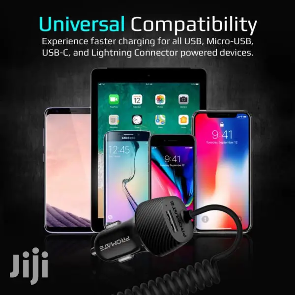 Promate Voltrip Multi-Connect Universal Car Charger+USB Port