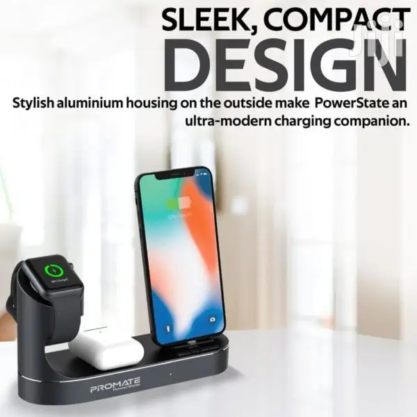 Promate Powerstate All-In-1 Wireless Charging Dock(Black)