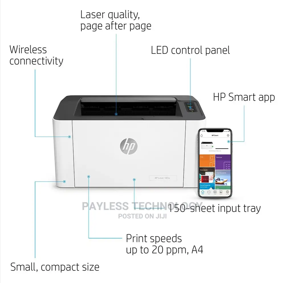 Hp Laserjet 107w Mono Wireless Printers