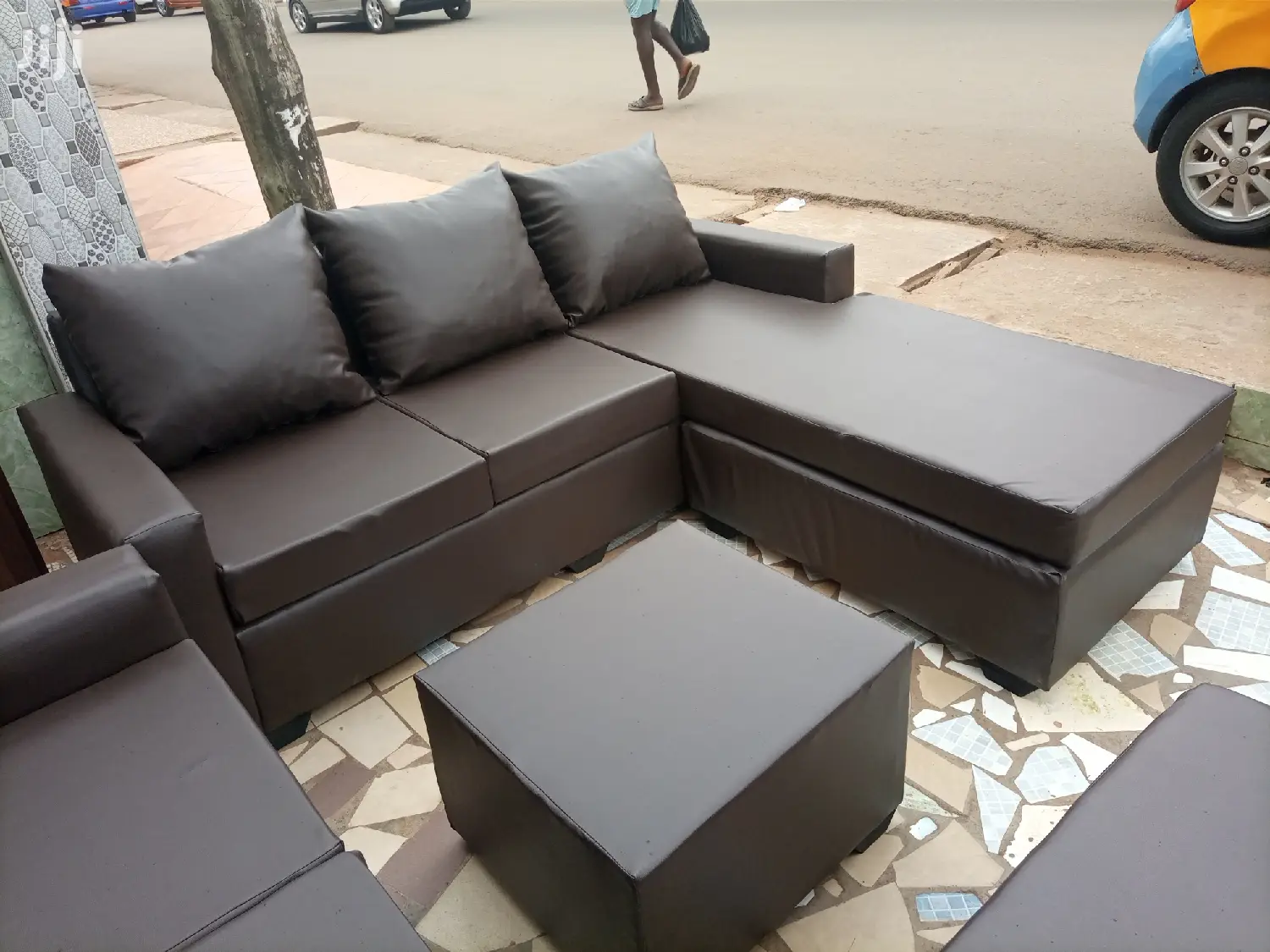 New Lshaped Leather Chair. Free Delivery