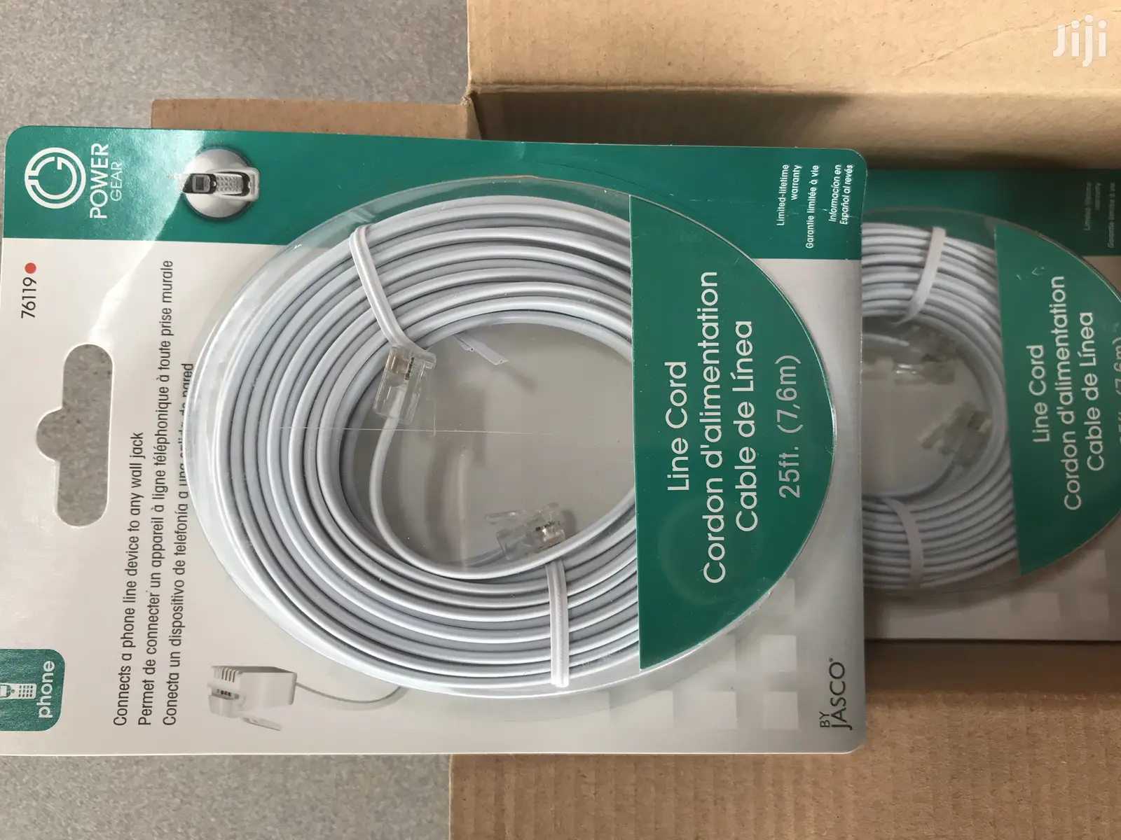 Jasco Power Gear 25ft Phone Line Cord White NEW