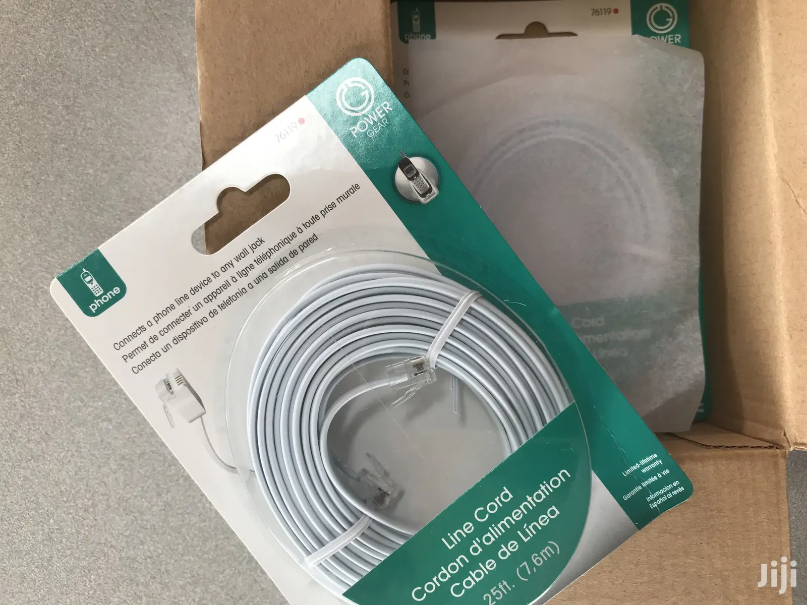 Jasco Power Gear 25ft Phone Line Cord White NEW