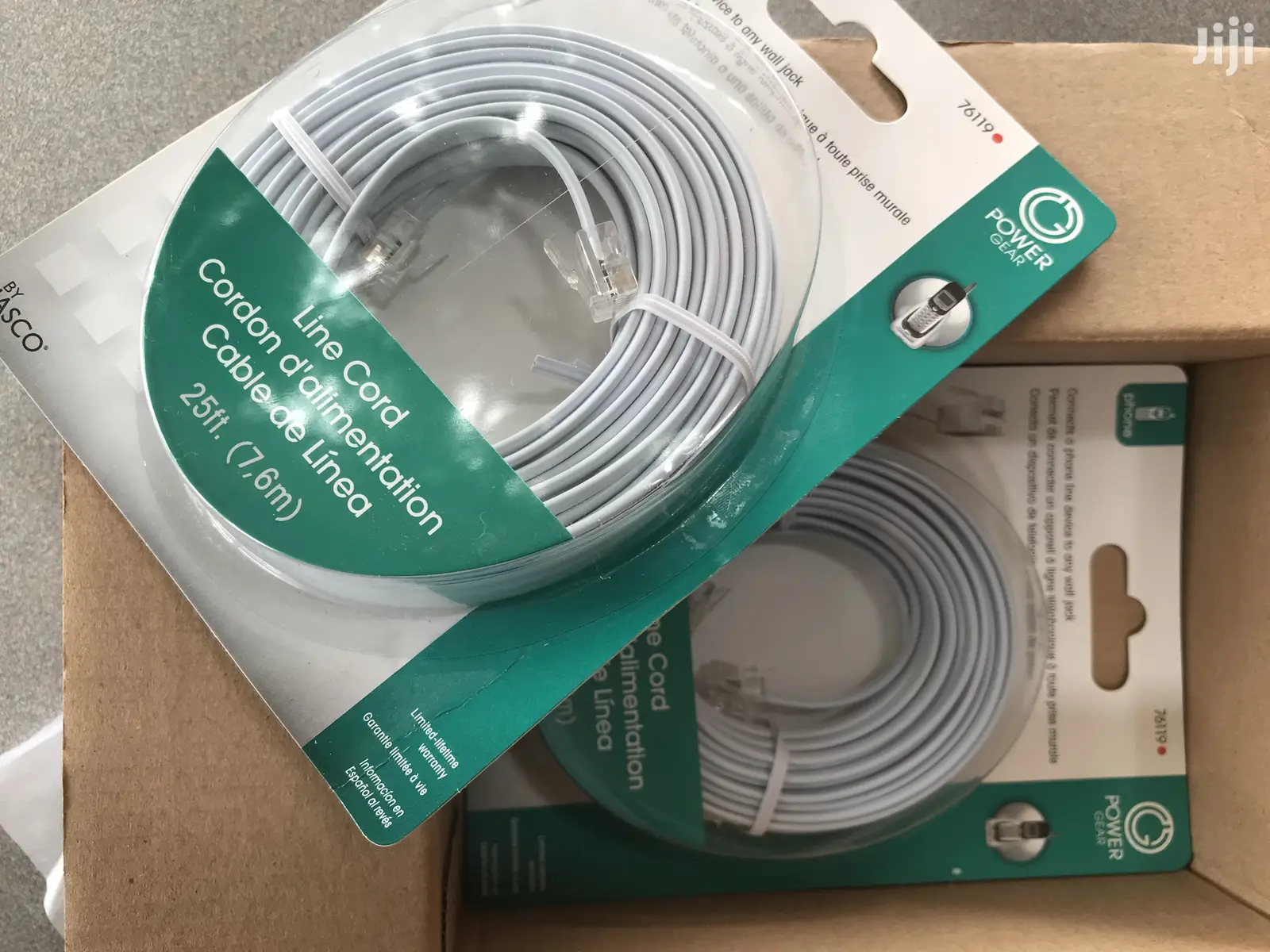 Jasco Power Gear 25ft Phone Line Cord White NEW