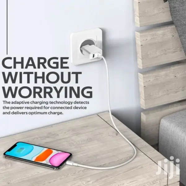 Promate Biplug 12W Wall Charger With Dual USB Ports(White)
