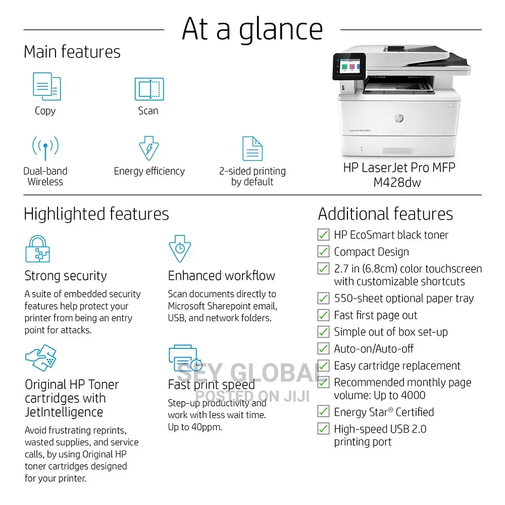 HP Laserjet Pro MFP M428dw Print, Copy, Scan, Email