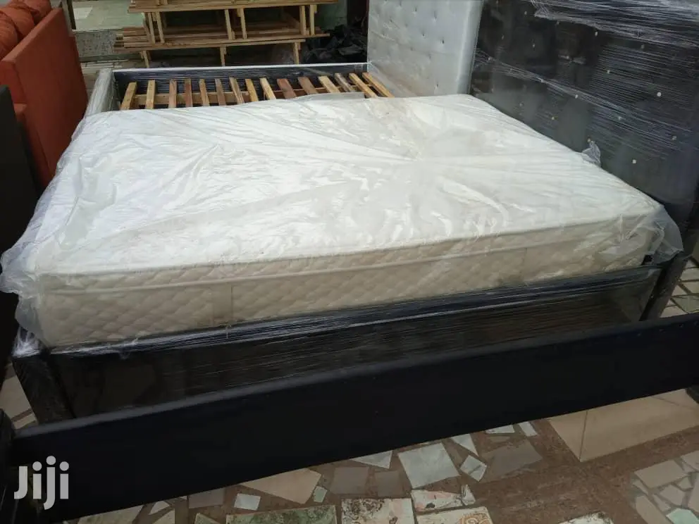 Pure Black Queen-Size Bed With Mattress. Delivery Free