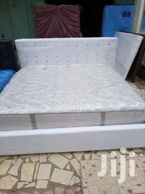 Kings Bed With Mattress . White. Free Delivery