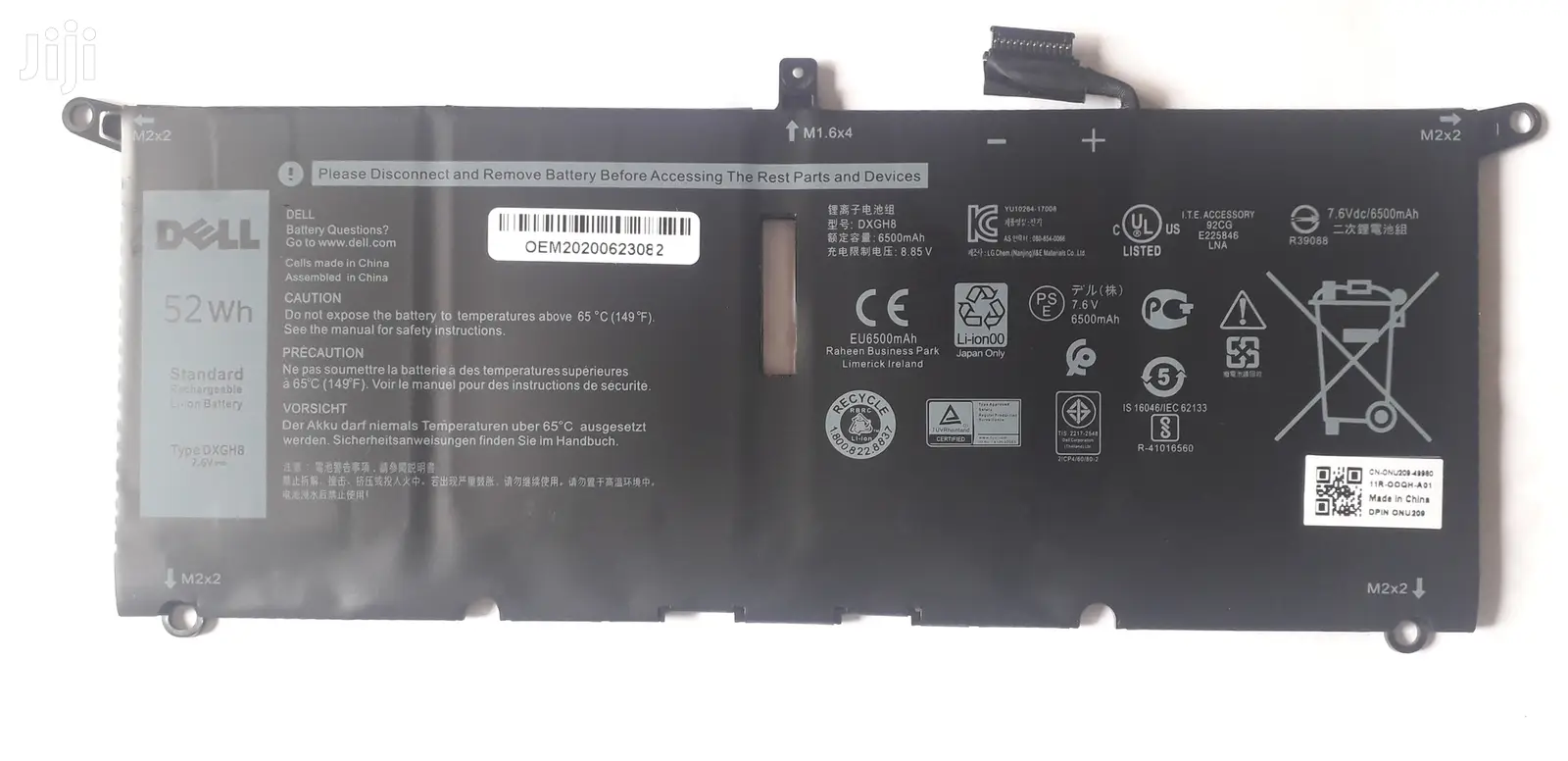 Original Dell Dxgh8 Battery for Dell XPS 13 9370 9380 Series