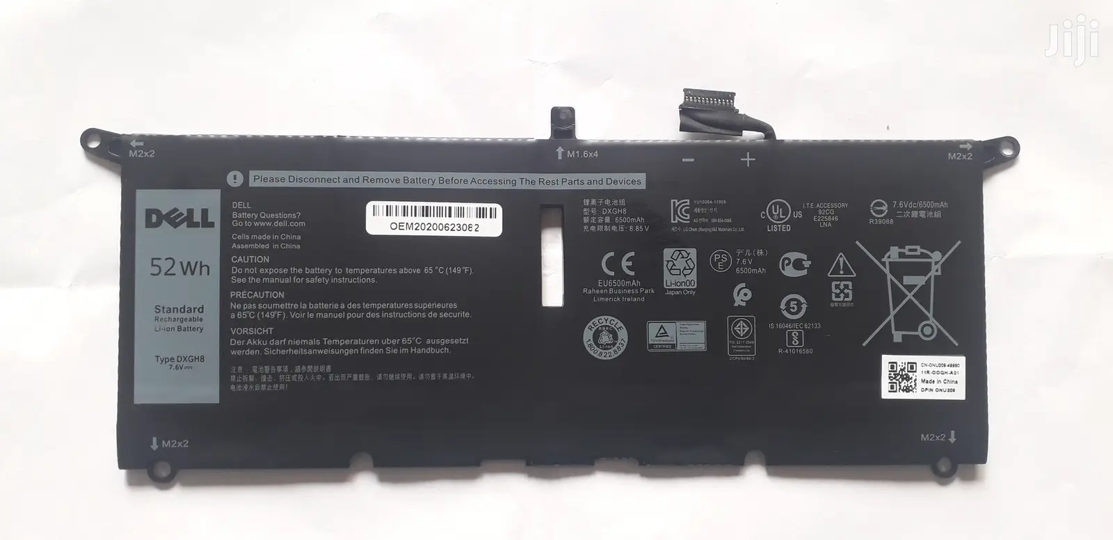 Original Dell Dxgh8 Battery for Dell XPS 13 9370 9380 Series