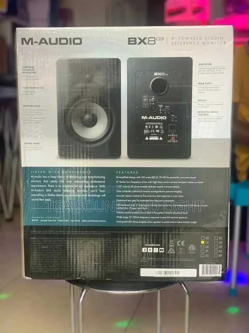 M-Audio Bx8 D3 8-Inch 150w Studio Monitors W/ Acoustic Space