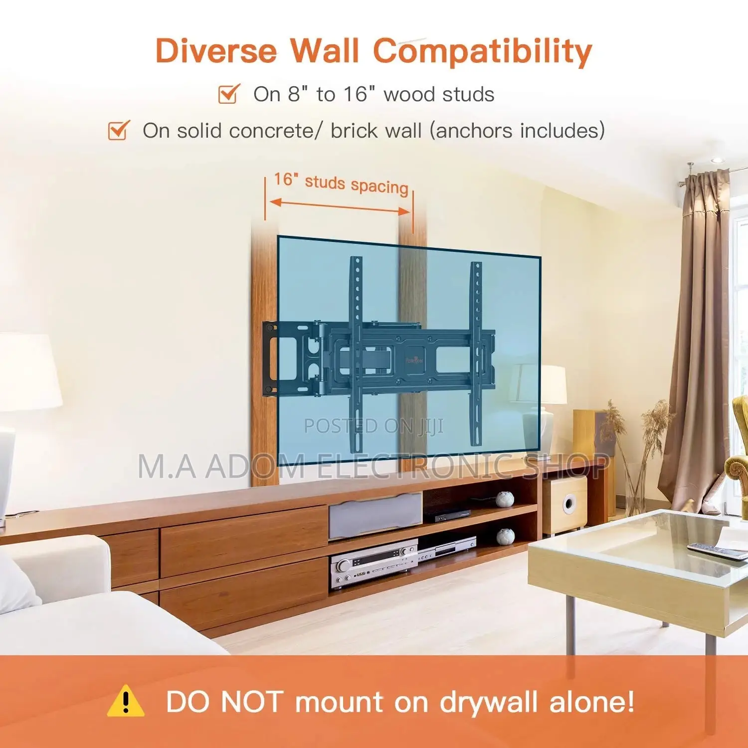 Double Swivel Adjustable Tv Wall Mount 26”-65”