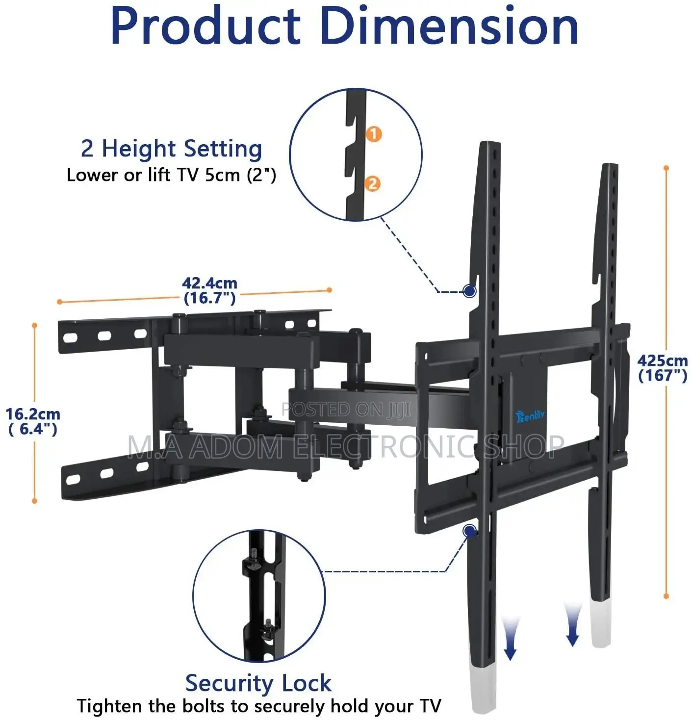 Flat Panel Adjustable Wall Mount 32''-65''