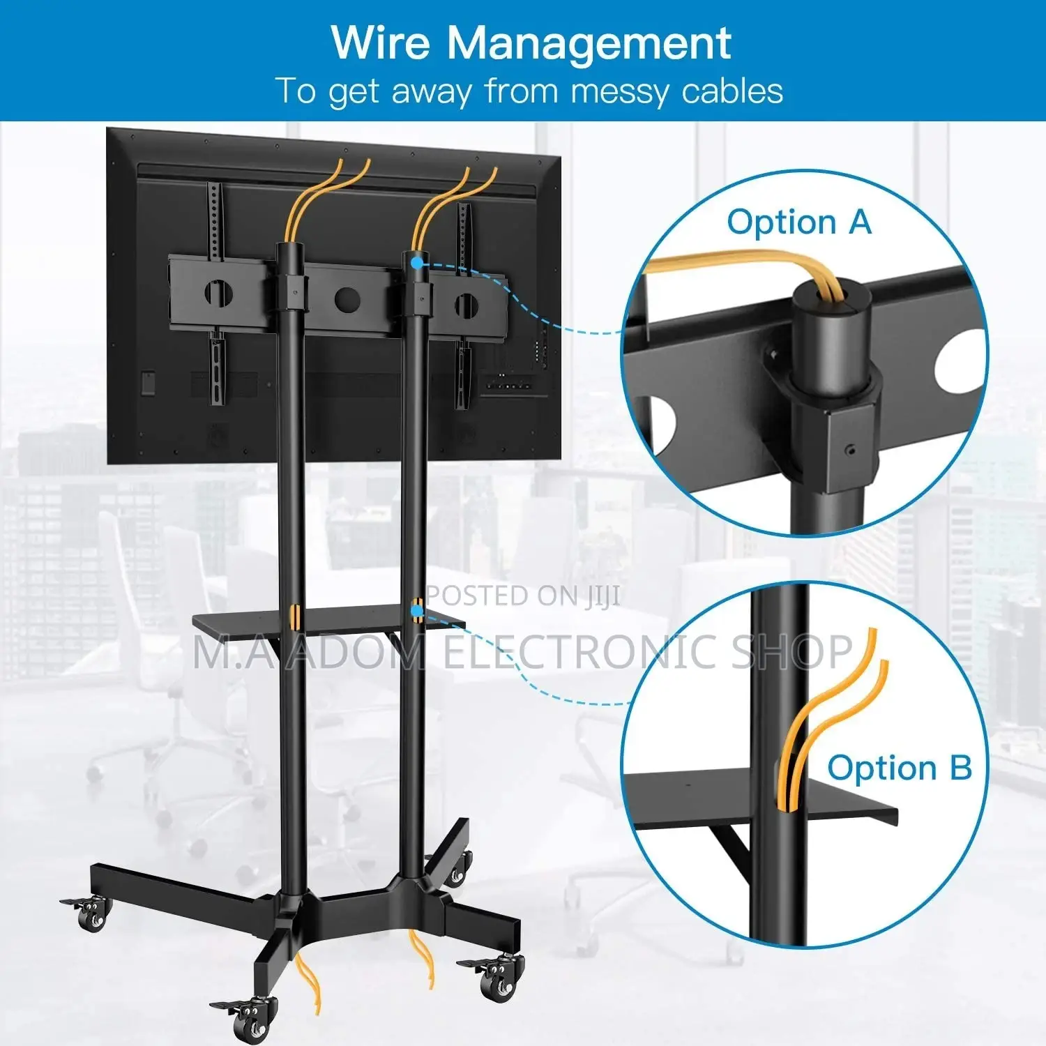Movable Tv Stand With Wheels & Dvd Glass 32''-70''