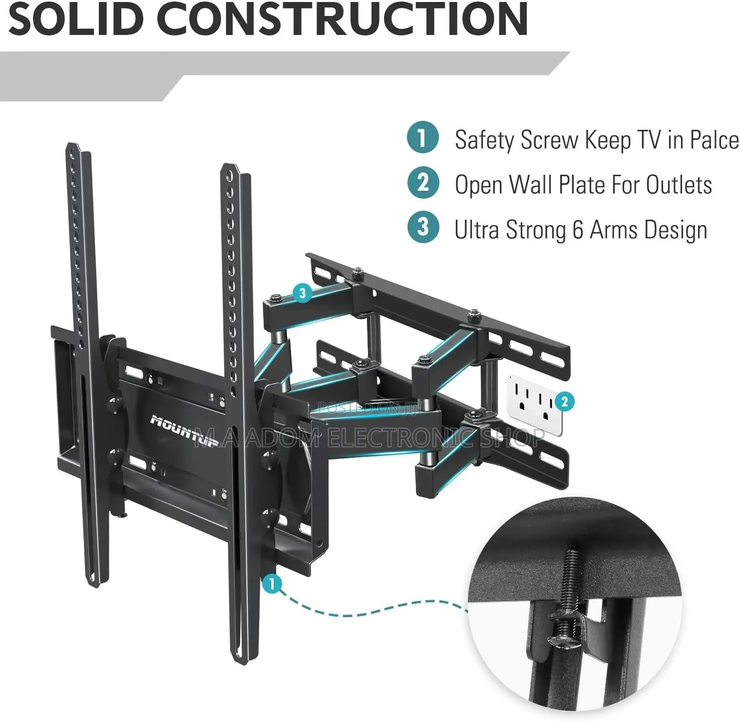 Double Swivel Tv Adjustable Wall Bracket 32''-65''