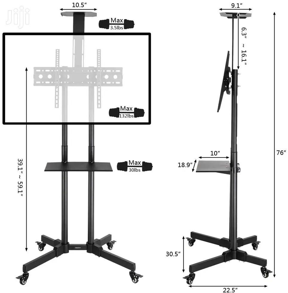 Fleximounts Mobile TV Cart With Wheels LCD Stand For 32"-70