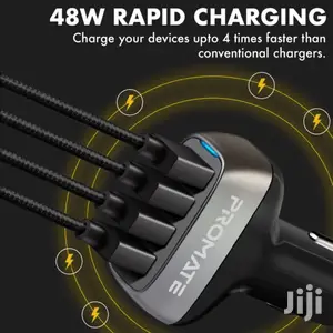 Promate Scud-48 48W Fast Charging 4-Port USB Car Charger