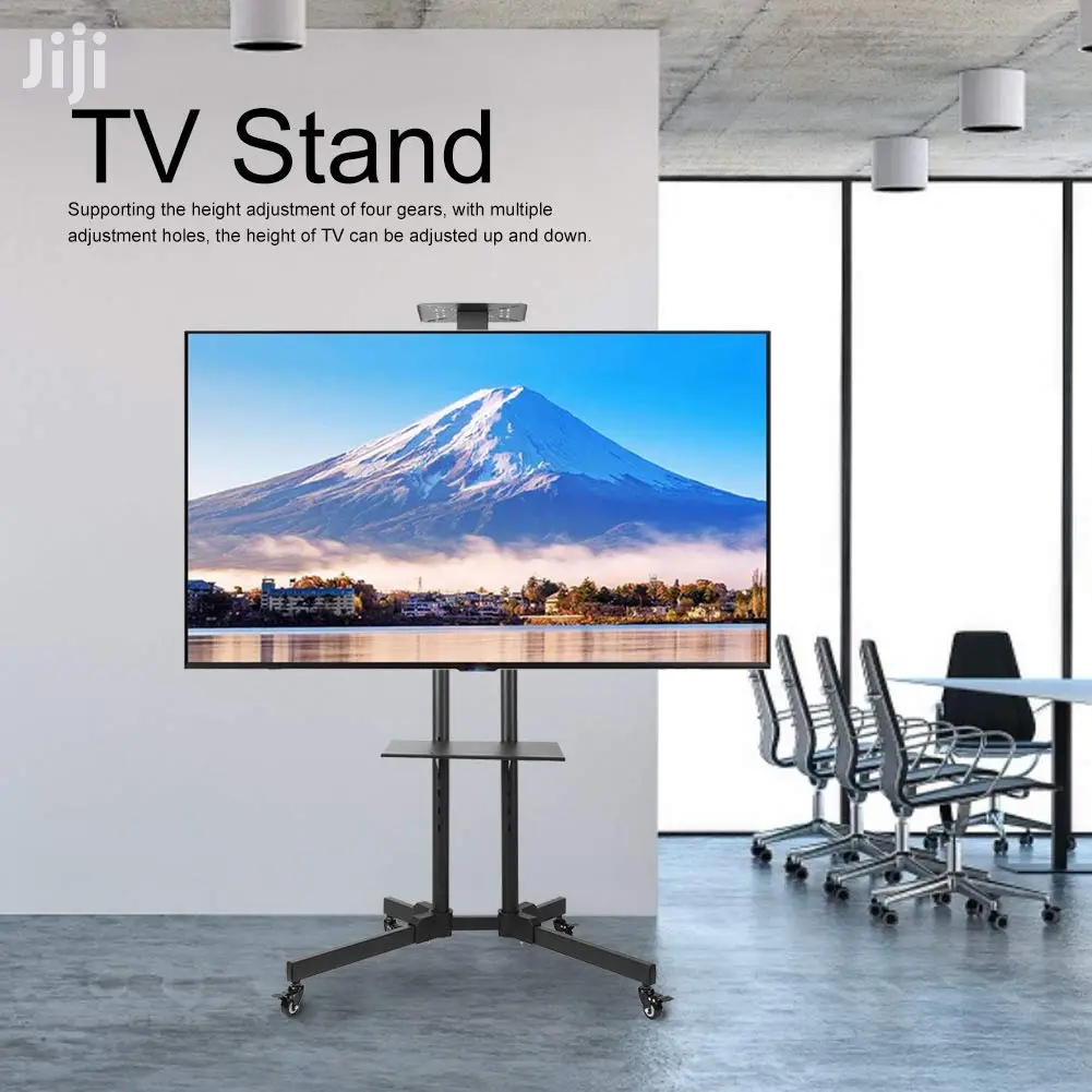 Mobile Trolley TV Stand Tall Rolling Movable For 32-65 Inch